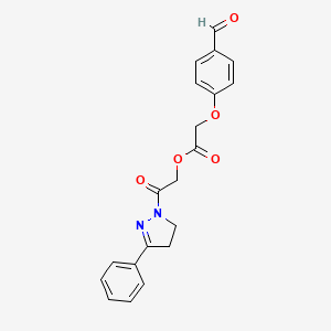 molecular formula C20H18N2O5 B2980018 [2-氧代-2-(5-苯基-3,4-二氢吡唑-2-基)乙基] 2-(4-甲酰苯氧基)乙酸酯 CAS No. 1111589-55-9