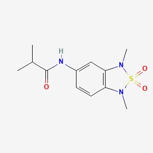 molecular formula C12H17N3O3S B2980021 N-(1,3-dimethyl-2,2-dioxido-1,3-dihydrobenzo[c][1,2,5]thiadiazol-5-yl)isobutyramide CAS No. 2034402-29-2