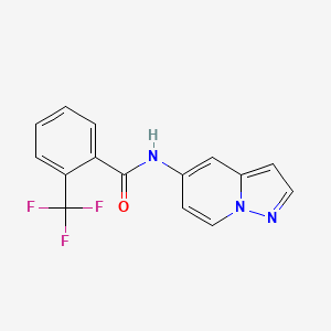 molecular formula C15H10F3N3O B2980026 N-(pyrazolo[1,5-a]pyridin-5-yl)-2-(trifluoromethyl)benzamide CAS No. 2034265-99-9