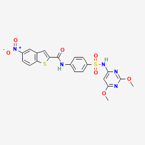 molecular formula C21H17N5O7S2 B2980031 N-[4-[(2,6-dimethoxypyrimidin-4-yl)sulfamoyl]phenyl]-5-nitro-1-benzothiophene-2-carboxamide CAS No. 314246-29-2
