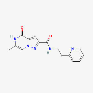 molecular formula C15H15N5O2 B2980037 6-methyl-4-oxo-N-(2-pyridin-2-ylethyl)-4,5-dihydropyrazolo[1,5-a]pyrazine-2-carboxamide CAS No. 1795491-35-8