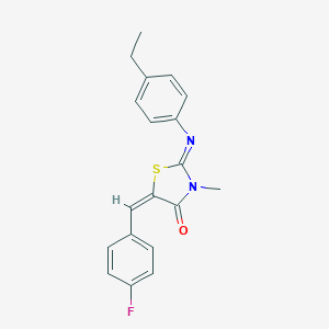 molecular formula C19H17FN2OS B298004 2-[(4-Ethylphenyl)imino]-5-(4-fluorobenzylidene)-3-methyl-1,3-thiazolidin-4-one 