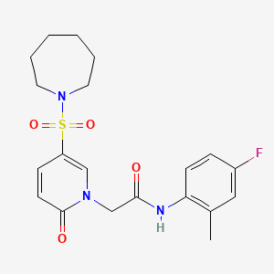 molecular formula C20H24FN3O4S B2980044 2-(5-(azepan-1-ylsulfonyl)-2-oxopyridin-1(2H)-yl)-N-(4-fluoro-2-methylphenyl)acetamide CAS No. 1251609-42-3