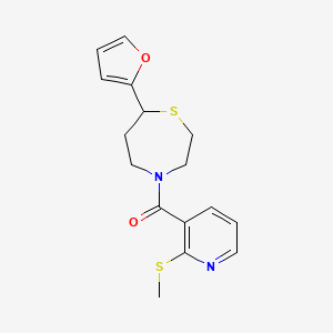 molecular formula C16H18N2O2S2 B2980054 (7-(Furan-2-yl)-1,4-thiazepan-4-yl)(2-(methylthio)pyridin-3-yl)methanone CAS No. 1705439-14-0