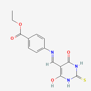 ethyl 4-(((4,6-dioxo-2-thioxotetrahydropyrimidin-5(2H)-ylidene)methyl)amino)benzoate