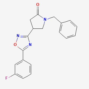molecular formula C19H16FN3O2 B2980058 1-Benzyl-4-[5-(3-fluorophenyl)-1,2,4-oxadiazol-3-yl]pyrrolidin-2-one CAS No. 1170182-05-4