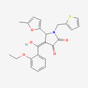 molecular formula C23H21NO5S B2980059 4-(2-ethoxybenzoyl)-3-hydroxy-5-(5-methylfuran-2-yl)-1-(thiophen-2-ylmethyl)-1H-pyrrol-2(5H)-one CAS No. 2034468-79-4