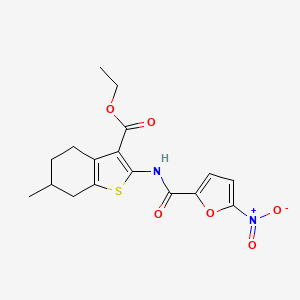 molecular formula C17H18N2O6S B2980067 Ethyl 6-methyl-2-(5-nitrofuran-2-carboxamido)-4,5,6,7-tetrahydrobenzo[b]thiophene-3-carboxylate CAS No. 477548-74-6