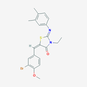 molecular formula C21H21BrN2O2S B298007 5-(3-Bromo-4-methoxybenzylidene)-2-[(3,4-dimethylphenyl)imino]-3-ethyl-1,3-thiazolidin-4-one 