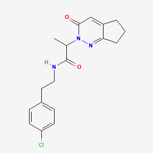 B2980076 N-(4-chlorophenethyl)-2-(3-oxo-3,5,6,7-tetrahydro-2H-cyclopenta[c]pyridazin-2-yl)propanamide CAS No. 2034307-85-0