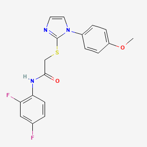 molecular formula C18H15F2N3O2S B2980080 N-(2,4-二氟苯基)-2-((1-(4-甲氧基苯基)-1H-咪唑-2-基)硫代)乙酰胺 CAS No. 688335-98-0