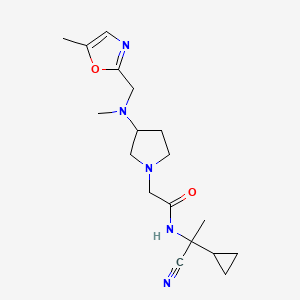 B2980082 N-(1-cyano-1-cyclopropylethyl)-2-(3-{methyl[(5-methyl-1,3-oxazol-2-yl)methyl]amino}pyrrolidin-1-yl)acetamide CAS No. 1423250-06-9