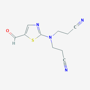molecular formula C10H10N4OS B2980091 3-[2-氰乙基-(5-甲酰-1,3-噻唑-2-基)氨基]丙腈 CAS No. 717140-67-5