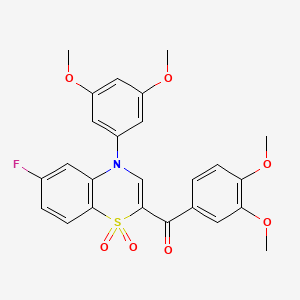 molecular formula C25H22FNO7S B2980111 (3,4-dimethoxyphenyl)[4-(3,5-dimethoxyphenyl)-6-fluoro-1,1-dioxido-4H-1,4-benzothiazin-2-yl]methanone CAS No. 1114659-13-0