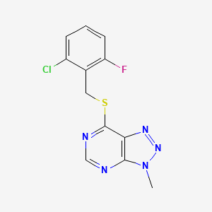 molecular formula C12H9ClFN5S B2980119 7-((2-chloro-6-fluorobenzyl)thio)-3-methyl-3H-[1,2,3]triazolo[4,5-d]pyrimidine CAS No. 1060203-38-4