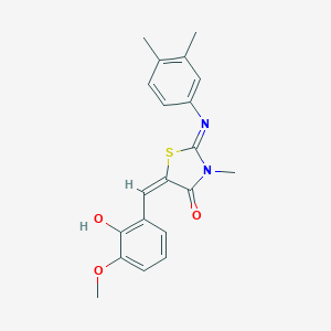 molecular formula C20H20N2O3S B298012 (2E,5E)-2-[(3,4-dimethylphenyl)imino]-5-(2-hydroxy-3-methoxybenzylidene)-3-methyl-1,3-thiazolidin-4-one 