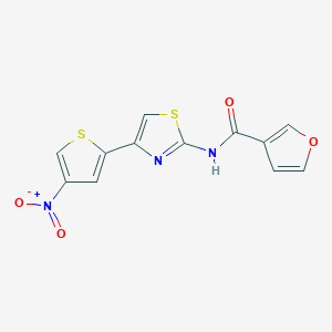 molecular formula C12H7N3O4S2 B2980120 N-[4-(4-硝基噻吩-2-基)-1,3-噻唑-2-基]呋喃-3-甲酰胺 CAS No. 391867-98-4