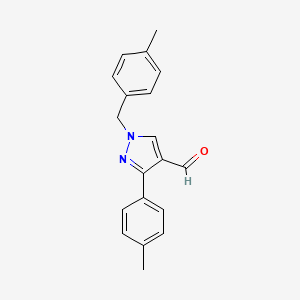molecular formula C19H18N2O B2980123 3-(4-methylphenyl)-1-[(4-methylphenyl)methyl]-1H-pyrazole-4-carbaldehyde CAS No. 956785-40-3