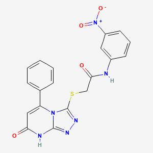 molecular formula C19H14N6O4S B2980125 N-(3-硝基苯基)-2-((7-氧代-5-苯基-7,8-二氢-[1,2,4]三唑并[4,3-a]嘧啶-3-基)硫代)乙酰胺 CAS No. 894997-35-4