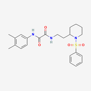 molecular formula C23H29N3O4S B2980129 N1-(3,4-二甲基苯基)-N2-(2-(1-(苯磺酰基)哌啶-2-基)乙基)草酰胺 CAS No. 898348-09-9