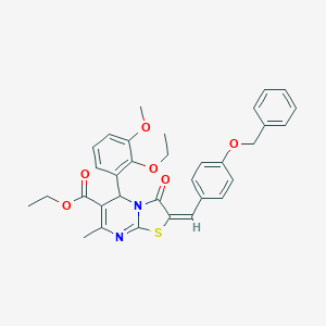 molecular formula C33H32N2O6S B298013 ethyl 2-[4-(benzyloxy)benzylidene]-5-(2-ethoxy-3-methoxyphenyl)-7-methyl-3-oxo-2,3-dihydro-5H-[1,3]thiazolo[3,2-a]pyrimidine-6-carboxylate 