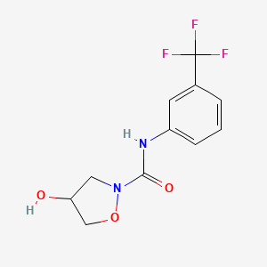 molecular formula C11H11F3N2O3 B2980132 4-hydroxy-N-[3-(trifluoromethyl)phenyl]dihydro-2(3H)-isoxazolecarboxamide CAS No. 344276-30-8
