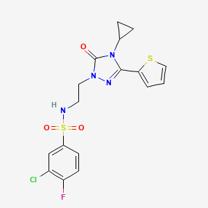 3-chloro-N-(2-(4-cyclopropyl-5-oxo-3-(thiophen-2-yl)-4,5-dihydro-1H-1,2,4-triazol-1-yl)ethyl)-4-fluorobenzenesulfonamide
