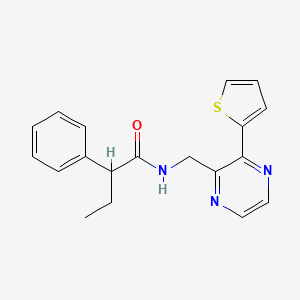 molecular formula C19H19N3OS B2980145 2-phenyl-N-((3-(thiophen-2-yl)pyrazin-2-yl)methyl)butanamide CAS No. 2034396-84-2