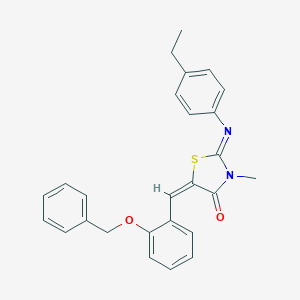 molecular formula C26H24N2O2S B298015 (2E,5E)-5-[2-(benzyloxy)benzylidene]-2-[(4-ethylphenyl)imino]-3-methyl-1,3-thiazolidin-4-one 