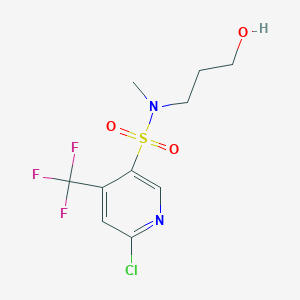 molecular formula C10H12ClF3N2O3S B2980153 6-chloro-N-(3-hydroxypropyl)-N-methyl-4-(trifluoromethyl)pyridine-3-sulfonamide CAS No. 2094609-17-1