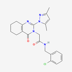 molecular formula C22H24ClN5O2 B2980156 N-[(2-chlorophenyl)methyl]-2-[2-(3,5-dimethylpyrazol-1-yl)-4-oxo-5,6,7,8-tetrahydroquinazolin-3-yl]acetamide CAS No. 1007279-32-4