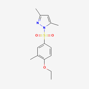 molecular formula C14H18N2O3S B2980159 1-((4-ethoxy-3-methylphenyl)sulfonyl)-3,5-dimethyl-1H-pyrazole CAS No. 957354-88-0
