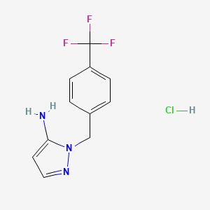 molecular formula C11H11ClF3N3 B2980163 1-{[4-(trifluoromethyl)phenyl]methyl}-1H-pyrazol-5-amine hydrochloride CAS No. 1052539-34-0