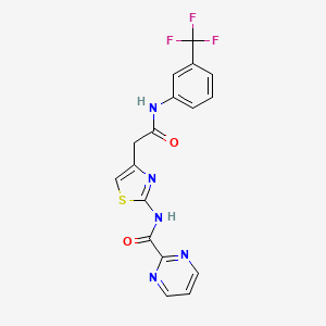 molecular formula C17H12F3N5O2S B2980165 N-(4-(2-氧代-2-((3-(三氟甲基)苯基)氨基)乙基)噻唑-2-基)嘧啶-2-甲酰胺 CAS No. 1286720-98-6