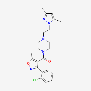 (3-(2-chlorophenyl)-5-methylisoxazol-4-yl)(4-(2-(3,5-dimethyl-1H-pyrazol-1-yl)ethyl)piperazin-1-yl)methanone