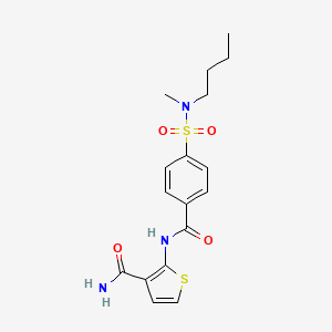 molecular formula C17H21N3O4S2 B2980168 2-[[4-[丁基(甲基)磺酰胺基]苯甲酰基]氨基]噻吩-3-甲酰胺 CAS No. 864941-09-3