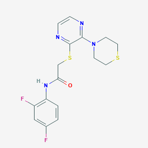 N-(2,4-difluorophenyl)-2-((3-thiomorpholinopyrazin-2-yl)thio)acetamide