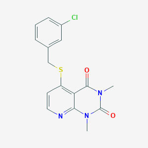 molecular formula C16H14ClN3O2S B2980175 5-[(3-Chlorophenyl)methylsulfanyl]-1,3-dimethylpyrido[2,3-d]pyrimidine-2,4-dione CAS No. 899732-62-8