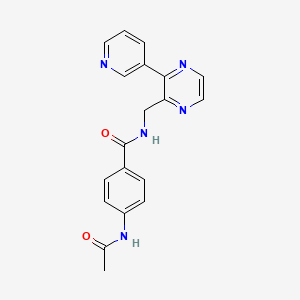 molecular formula C19H17N5O2 B2980177 4-acetamido-N-((3-(pyridin-3-yl)pyrazin-2-yl)methyl)benzamide CAS No. 2034317-68-3