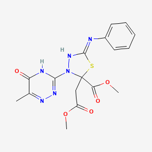 Methyl 2-(2-methoxy-2-oxoethyl)-3-(6-methyl-5-oxo-4,5-dihydro-1,2,4-triazin-3-yl)-5-(phenylamino)-2,3-dihydro-1,3,4-thiadiazole-2-carboxylate