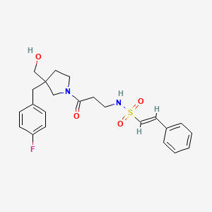 (E)-N-[3-[3-[(4-Fluorophenyl)methyl]-3-(hydroxymethyl)pyrrolidin-1-yl]-3-oxopropyl]-2-phenylethenesulfonamide