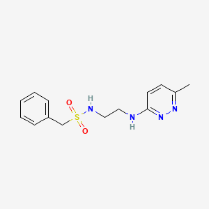 molecular formula C14H18N4O2S B2980193 N-(2-((6-methylpyridazin-3-yl)amino)ethyl)-1-phenylmethanesulfonamide CAS No. 1172003-66-5