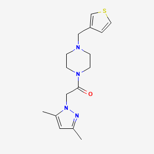 molecular formula C16H22N4OS B2980194 2-(3,5-二甲基-1H-吡唑-1-基)-1-(4-(噻吩-3-基甲基)哌嗪-1-基)乙酮 CAS No. 1208830-68-5