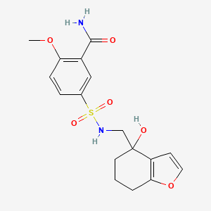 molecular formula C17H20N2O6S B2980199 5-(N-((4-hydroxy-4,5,6,7-tetrahydrobenzofuran-4-yl)methyl)sulfamoyl)-2-methoxybenzamide CAS No. 2320888-71-7