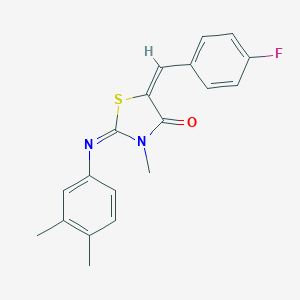 molecular formula C19H17FN2OS B298020 (2E,5E)-2-[(3,4-dimethylphenyl)imino]-5-(4-fluorobenzylidene)-3-methyl-1,3-thiazolidin-4-one 