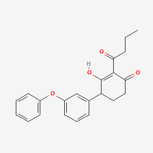 molecular formula C22H22O4 B2980212 2-丁酰基-3-羟基-6-(3-苯氧基苯基)-2-环己烯-1-酮 CAS No. 866153-77-7