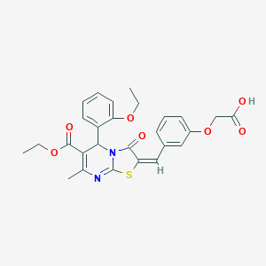 {3-[(6-(ethoxycarbonyl)-5-(2-ethoxyphenyl)-7-methyl-3-oxo-5H-[1,3]thiazolo[3,2-a]pyrimidin-2(3H)-ylidene)methyl]phenoxy}acetic acid