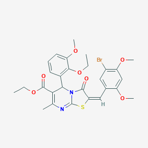 molecular formula C28H29BrN2O7S B298023 ethyl 2-(5-bromo-2,4-dimethoxybenzylidene)-5-(2-ethoxy-3-methoxyphenyl)-7-methyl-3-oxo-2,3-dihydro-5H-[1,3]thiazolo[3,2-a]pyrimidine-6-carboxylate 