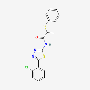 molecular formula C17H14ClN3OS2 B2980248 N-(5-(2-chlorophenyl)-1,3,4-thiadiazol-2-yl)-2-(phenylthio)propanamide CAS No. 394234-10-7
