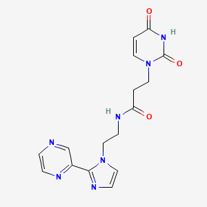 molecular formula C16H17N7O3 B2980257 3-(2,4-dioxo-1,2,3,4-tetrahydropyrimidin-1-yl)-N-{2-[2-(pyrazin-2-yl)-1H-imidazol-1-yl]ethyl}propanamide CAS No. 2097918-90-4